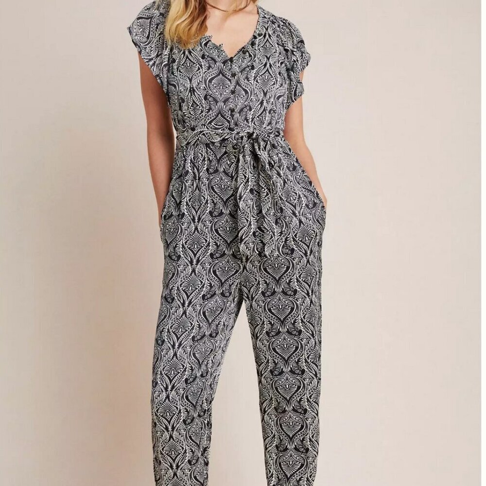 Anthropologie | Zadie Jumpsuit | Satin Belted Boho Summer Romper | Size 4